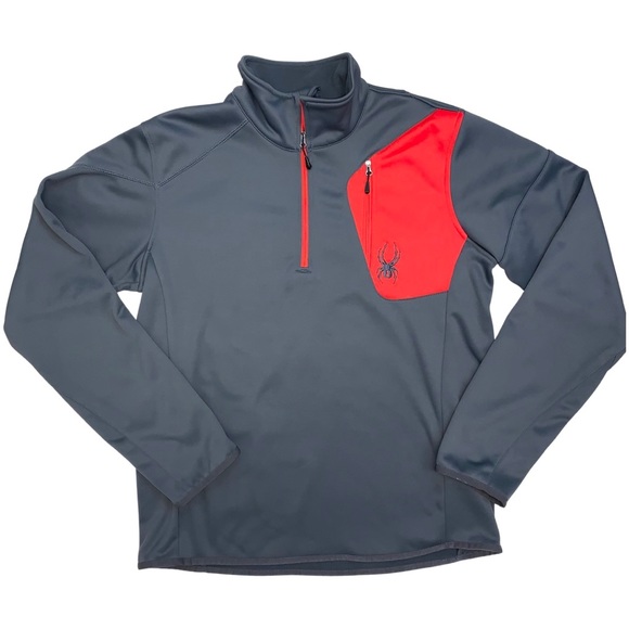 Spyder Other - Spyder Mens 1/4 Zip Pullover Sweatshirt Medium Gray/Red Athletic Outdoor
